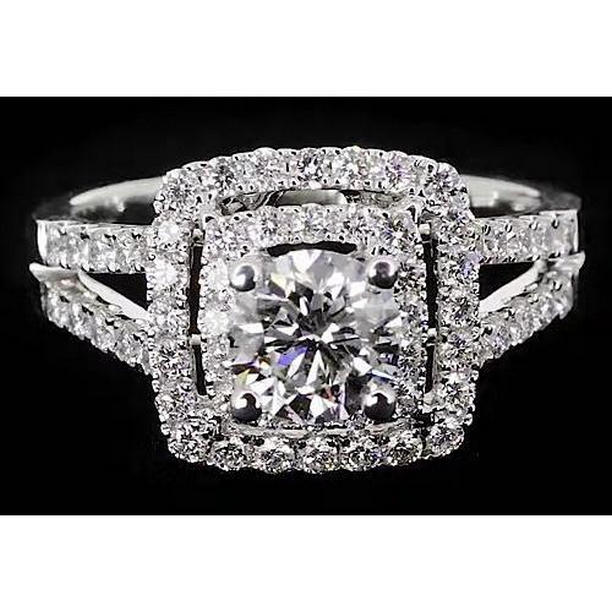 62017 3 CT Round Diamond Halo Style Anniversary Ring, Size 6.5
