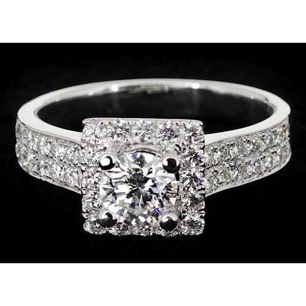 62020 Pave Setting 3 CT Round Diamond Engagement Ring, 14K White Gold - Size 6.5