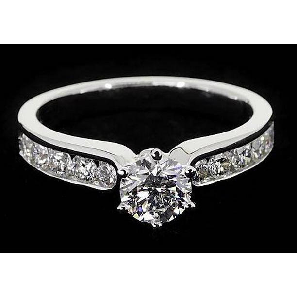 62027 Diamond 1.50 CT Channel Setting Engagement Ring, 14K White Gold - Size 6.5