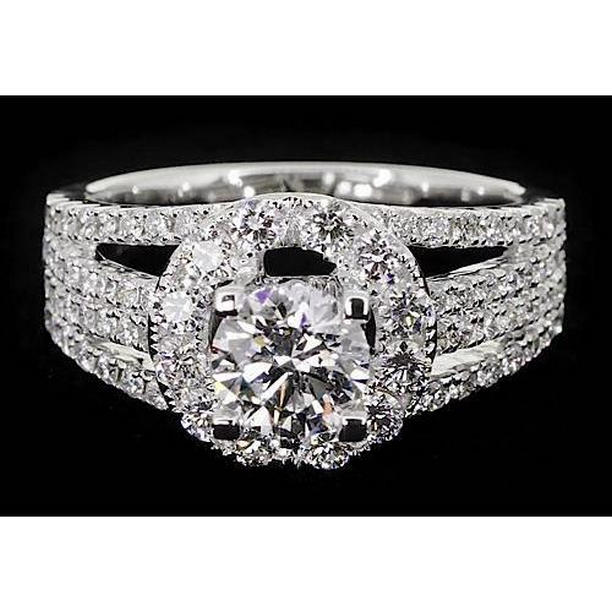 62029 3 CT Fancy Type Round Diamonds Thick Shank Anniversary Ring, Size 6.5