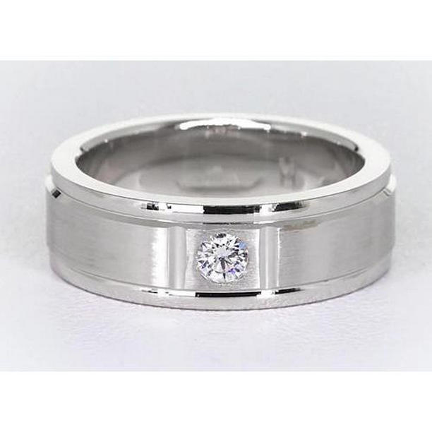 62036 One Round Diamond Band 025 CT Brushed Finish Mens Ring Size 8