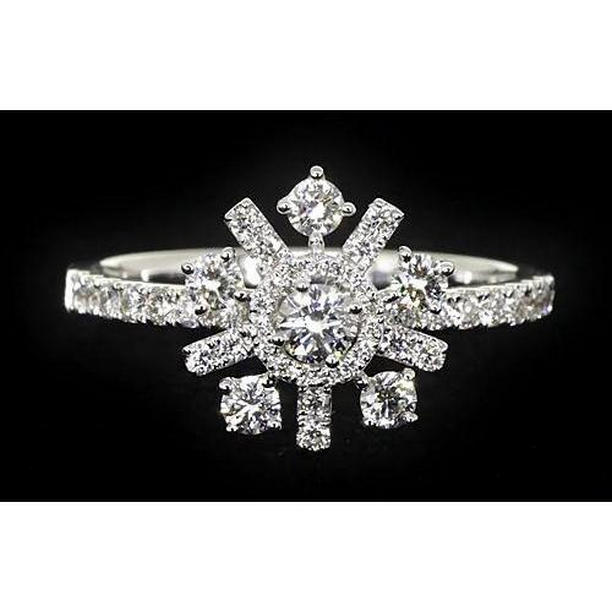 62040 1.50 CT Unique Style Round Diamond Anniversary Ring, Size 6.5