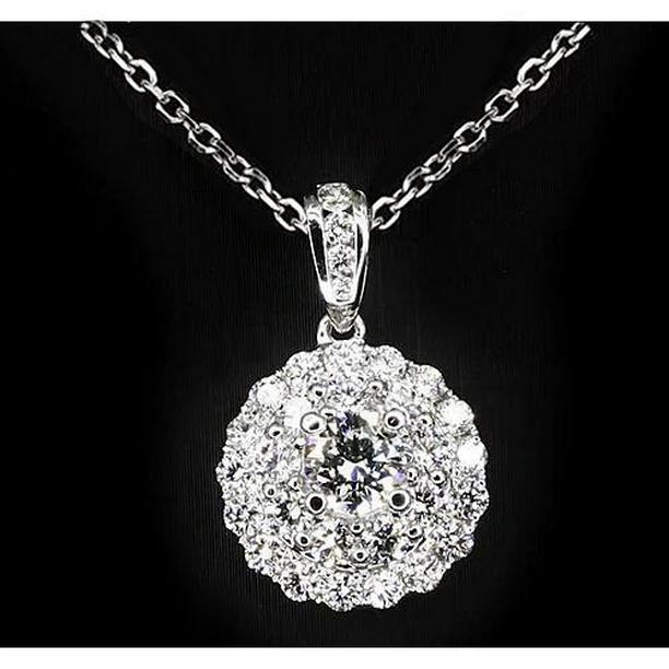 1 CT 14K White Gold Round Cut Diamond Ladies Pendant