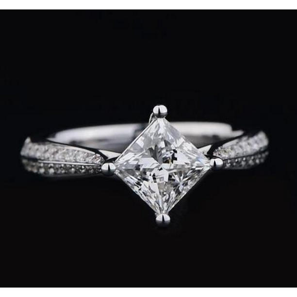 62627 2 CT Kite Princess Diamond Engagement Ring, White Gold - Size 6.5