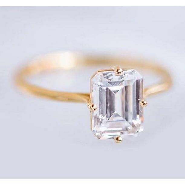 Picture of Harry Chad Enterprises 62630 2.50 CT Emerald Cut Solitaire Diamond Ring&#44; 14K Yellow Gold - Size 6.5