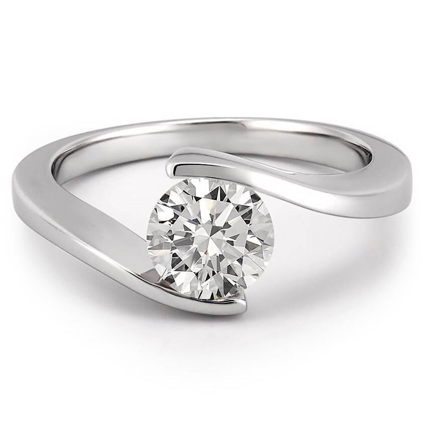 62665 Solitaire Round 1.25 CT Diamond Wedding Ring, 14K White Gold - Size 6.5