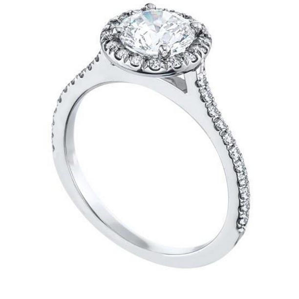 1.88 CT Sparkling Diamond Engagement Halo Ring, 14K White Gold - Size 6.5