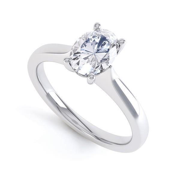 62674 Oval Cut 1.60 CT Solitaire Diamond Engagement Ring, 14K White Gold - Size 6.5