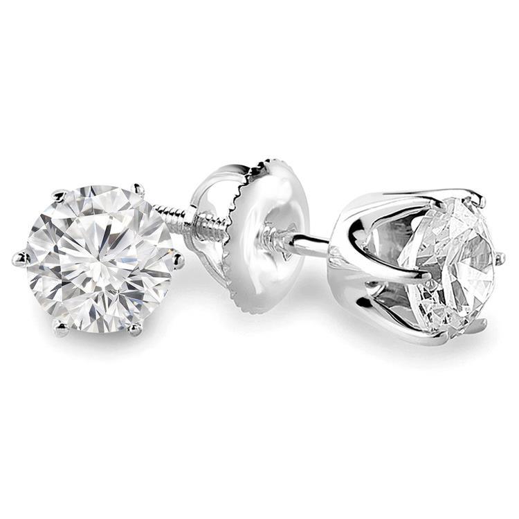 63329 1.55 CT Diamond Stud Earring, 14K White Gold