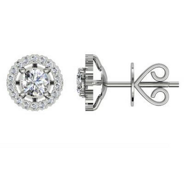 2.16 CT Gorgeous Round Cut Diamond Stud Earring, 14K White Gold