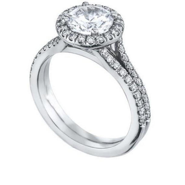 63360 1.56 CT Round Diamond Halo Ring, 14K White Gold - Size 6.5