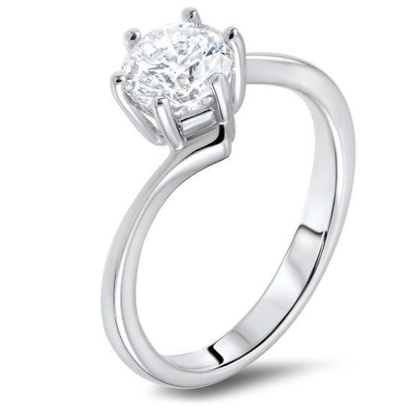 63364 1.60 CT Solitaire White Gold Round Cut Diamond Wedding Ring, Size 6.5
