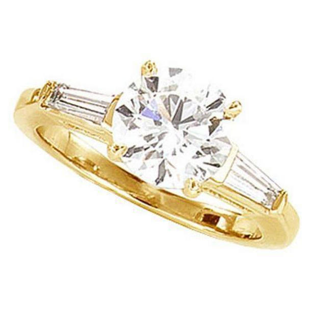 6337 Yellow Gold 2.10 CT Three Stone Diamond Engagement Ring, Size 6.5