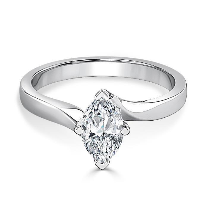 63375 1.25 CT Solitaire Marquise Diamond Engagement Ring, 14K White Gold - Size 6.5