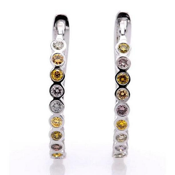2 CT Sapphires Diamond Round Hoop Earrings, 14K White Gold