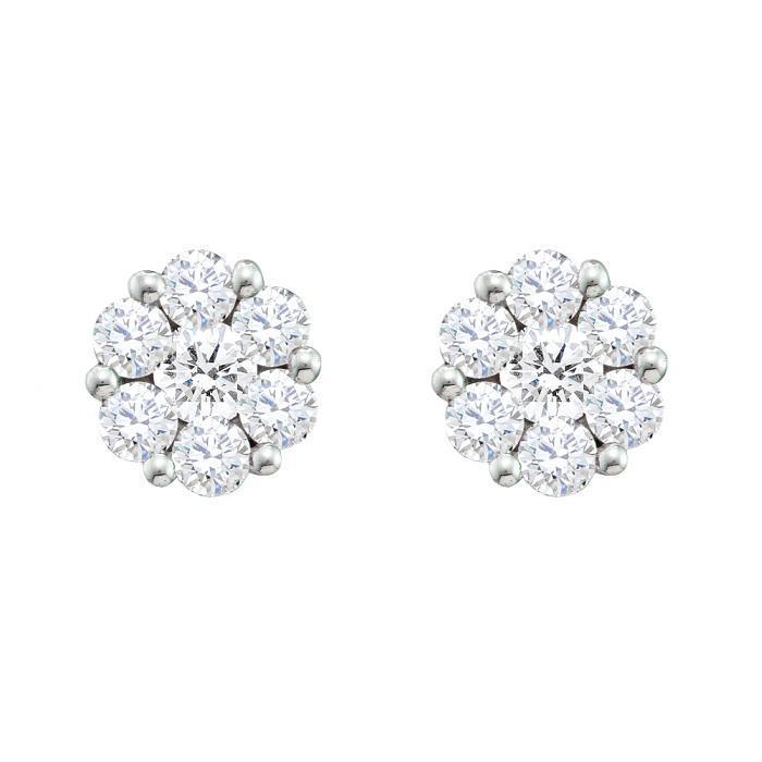 4.20 CT Ladies Round Diamond Stud Halo Earring, Fine Gold