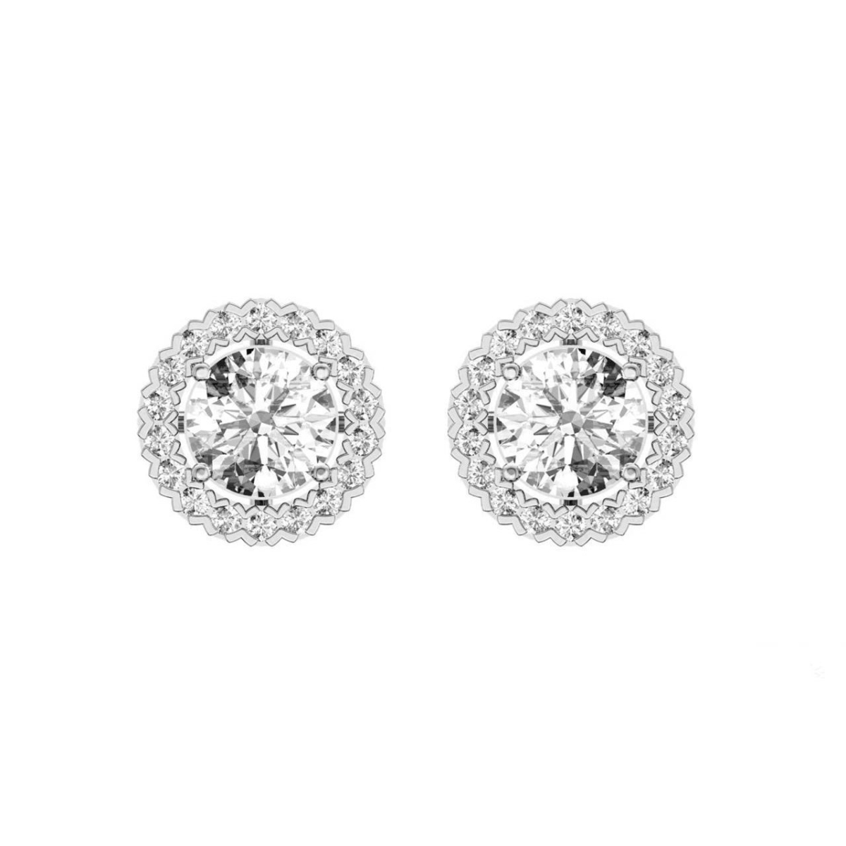 64783 Sparkling Round Cut 3.90 CT Diamond Ladies Stud Halo Earrings