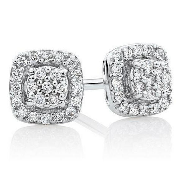 64789 3.20 CT Womens Round Brilliant Cut Diamond Pave Halo Stud Earrings