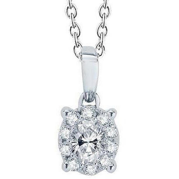 64793 2.45 CT Sparkling Oval & Round Diamond Necklace, 14K White Gold