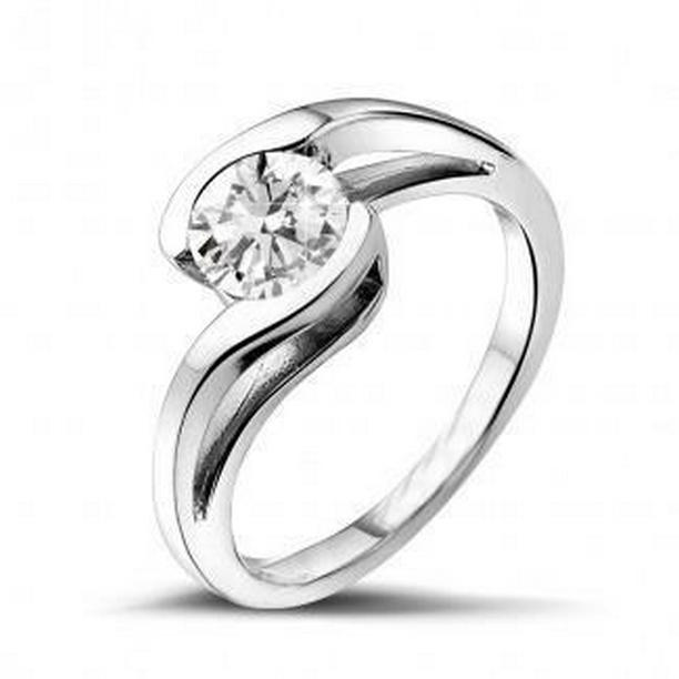 64794 1.25 CT Solitaire Round Cut Diamond Wedding Ring, 14K White Gold - Size 6.5