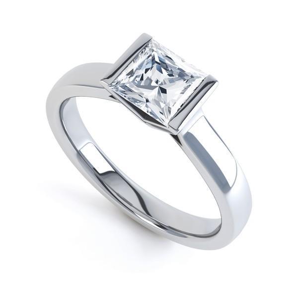 64798 1.30 CT Solitaire Princess Cut Diamond Engagement Ring, 14K White Gold - Size 6.5
