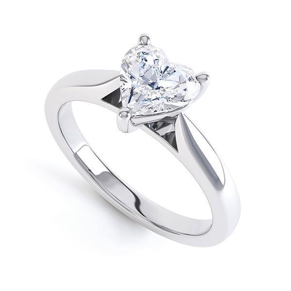 64803 1.25 CT Sparkling Heart Diamond Solitaire Ring, 14K White Gold - Size 6.5