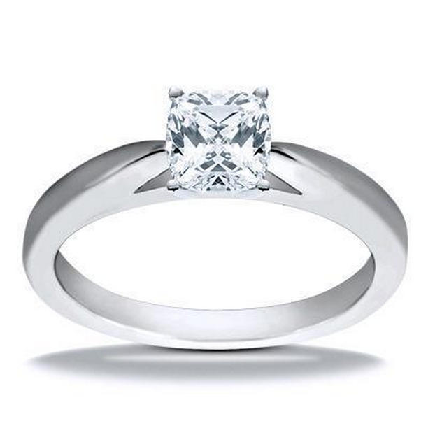 64813 1.25 CT Cushion Cut Solitaire Diamond Anniversary Ring, White Gold - Size 6.5