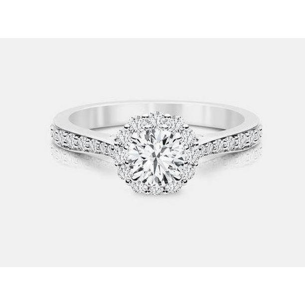 Picture of Harry Chad Enterprises 64846 1.50 CT Round Diamond Halo Engagement Ring, 14K White Gold - Size 6.5