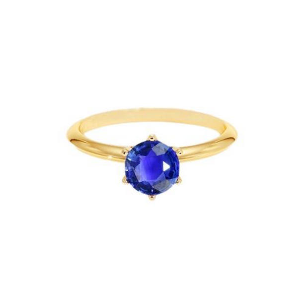 65641 2 CT Genuine Yellow Gold Sri Lankan Sapphire Solitaire Ring, Size 6.5