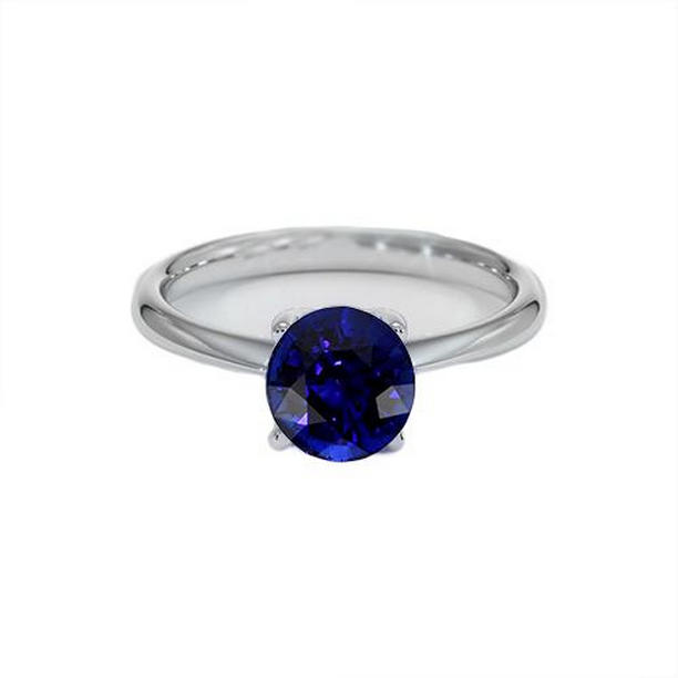 Picture of Harry Chad Enterprises 65642 4 CT White Gold Solitaire Deep Blue Sapphire Ring&#44; Size 6.5