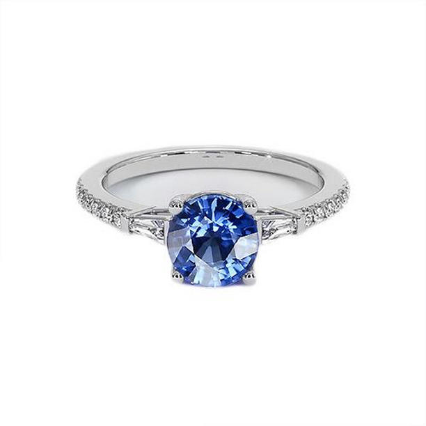 Picture of Harry Chad Enterprises 65647 5 CT White Gold Round Diamond Ceylon Sapphire Ring with Accents&#44; Size 6.5