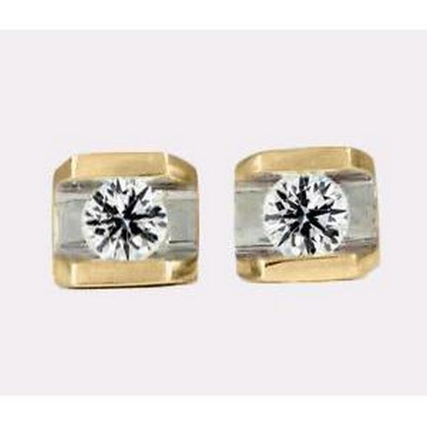65656 1 CT Yellow Gold Round Diamond Channel Set Stud Earrings