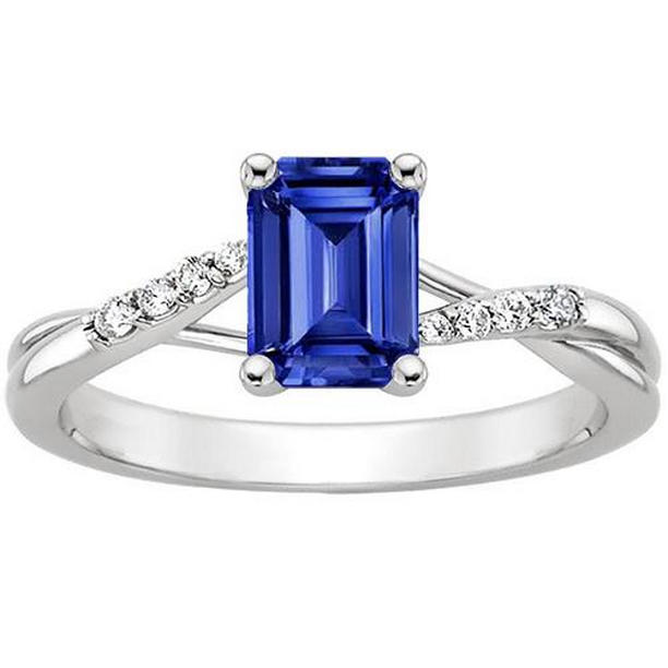 Picture of Harry Chad Enterprises 66160 3.25 CT Engagement Ring with Side Stones Blue Sapphire & Diamond&#44; Size 6.5