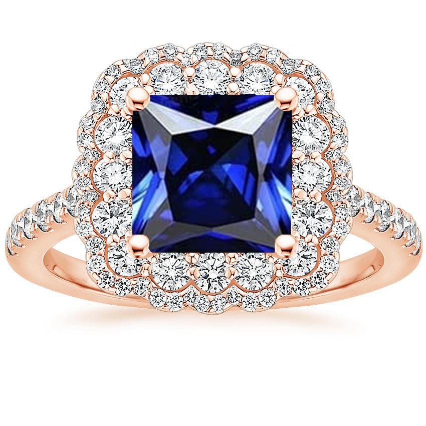 Picture of Harry Chad Enterprises 66178 7 CT Halo Round Flower Style Princess Blue Sapphire Diamond Ring&#44; Size 6.5