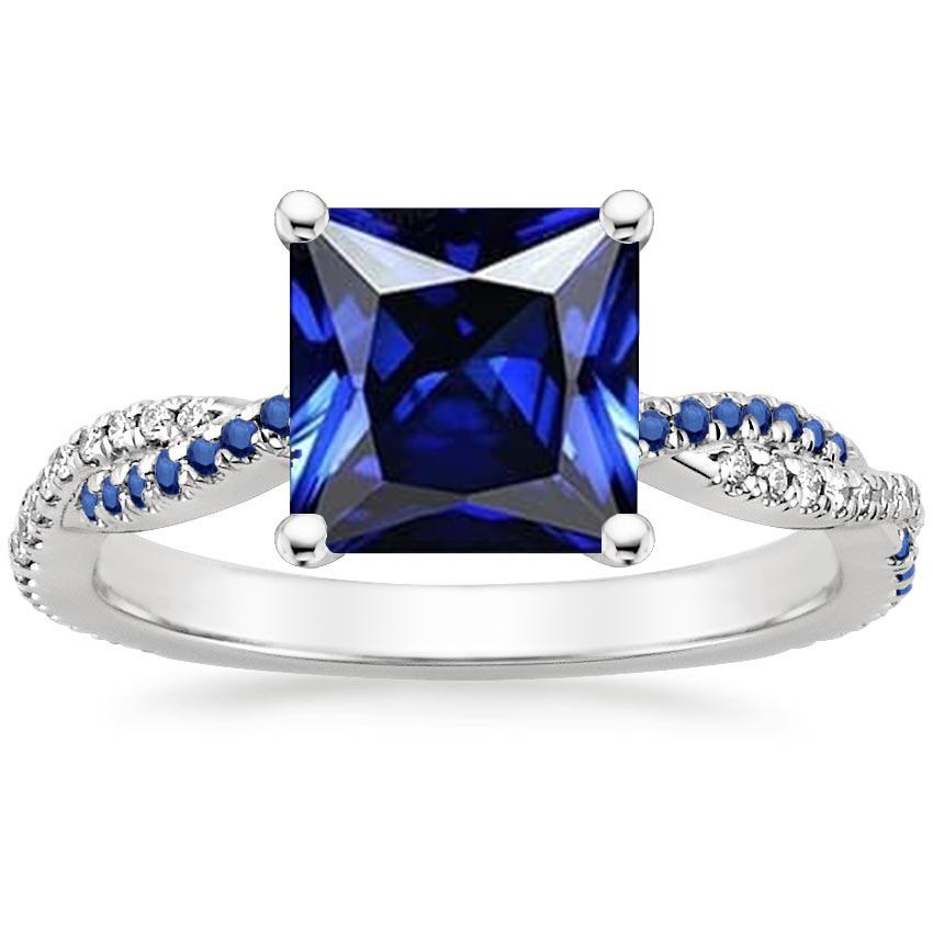Picture of Harry Chad Enterprises 66181 6 CT Ceylon Sapphire Engagement Ring with Round Accents&#44; White Gold - Size 6.5