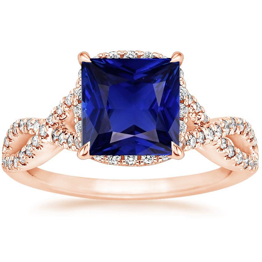Picture of Harry Chad Enterprises 66184 6.25 CT Womens Princess Ceylon Sapphire with Accents Diamond Ring&#44; Size 6.5