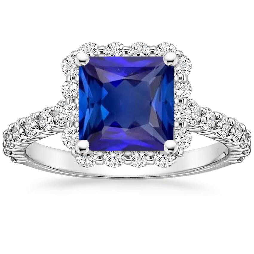 Picture of Harry Chad Enterprises 66204 6.50 CT Womens Halo Ceylon Sapphire Stone & Accents Diamond Ring&#44; Size 6.5