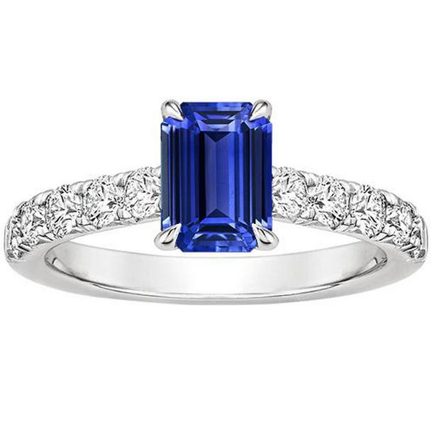 Picture of Harry Chad Enterprises 66215 4.25 CT Emerald Solitaire Accents Blue Sapphire & Diamond Ring&#44; Size 6.5