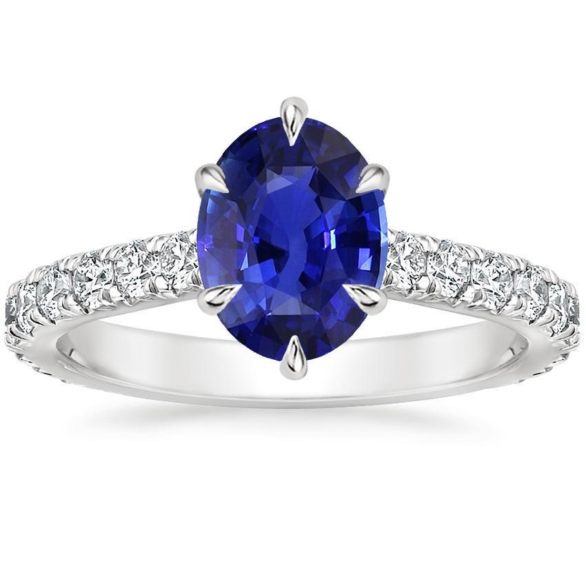 Picture of Harry Chad Enterprises 66651 4 CT Solitaire with Accents Blue Sapphire & Pave Set Diamond Ring&#44; Size 6.5