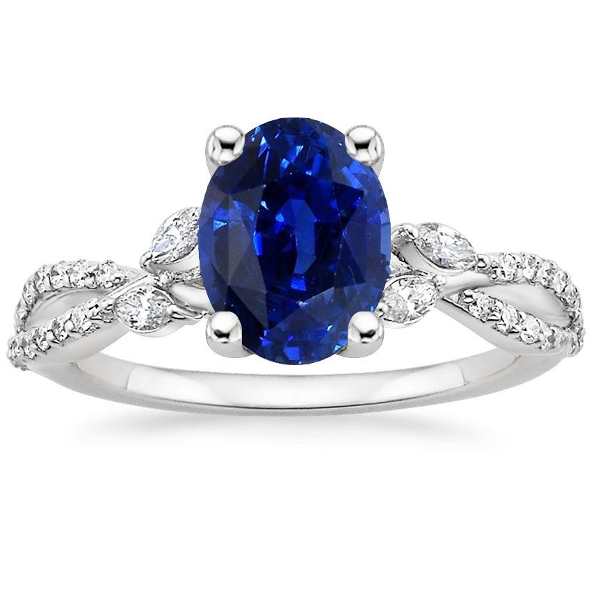 66652 4 CT Gemstone Ring with Diamond Accents Blue Sapphire, Size 6.5