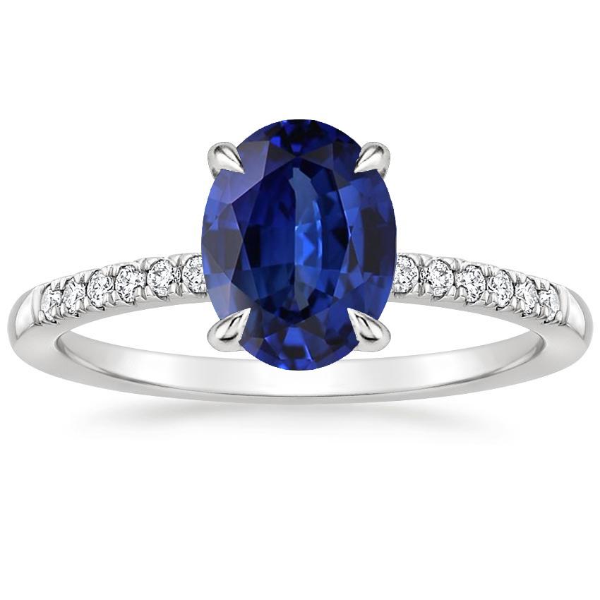 Picture of Harry Chad Enterprises 66654 4 CT White Gold Solitaire with Accents Blue Sapphire Ring, Size 6.5