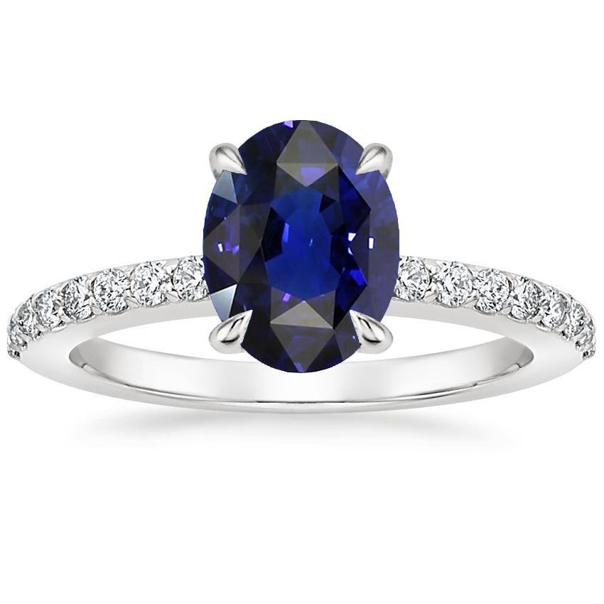 Picture of Harry Chad Enterprises 66655 4 CT Solitaire with Diamond Accents Blue Sapphire Engagement Ring, Size 6.5