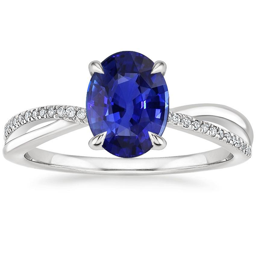 66656 3.50 CT Solitaire Blue Sapphire with Accents Anniversary Ring, Size 6.5