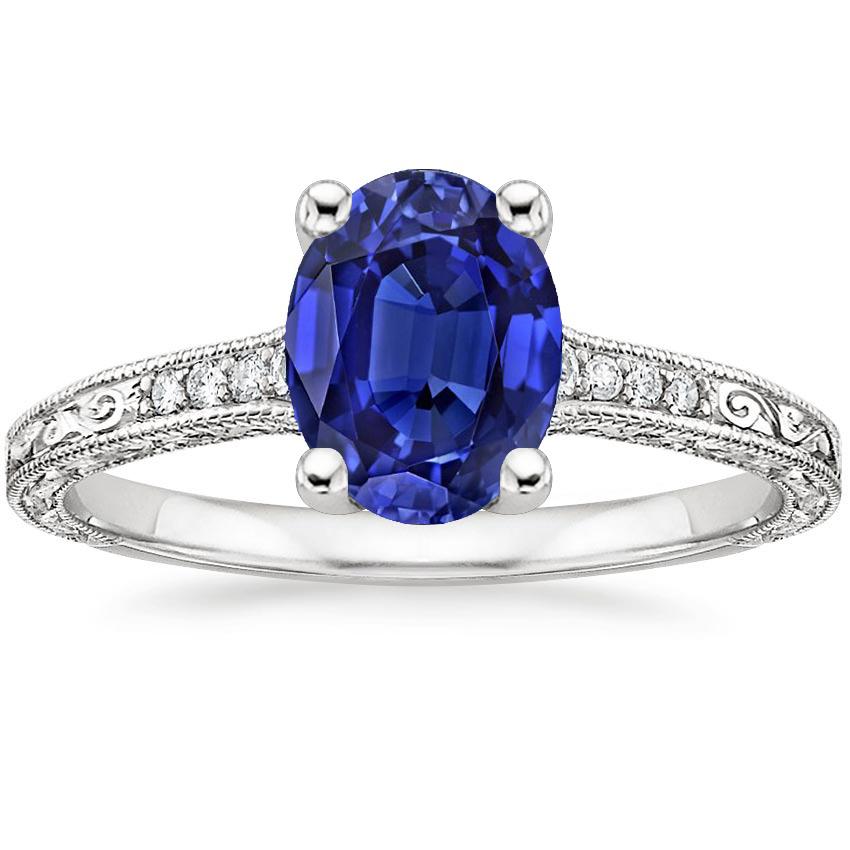 Picture of Harry Chad Enterprises 66663 3 CT Solitaire with Accents Blue Milgrain Shank Sapphire Ring, Size 6.5