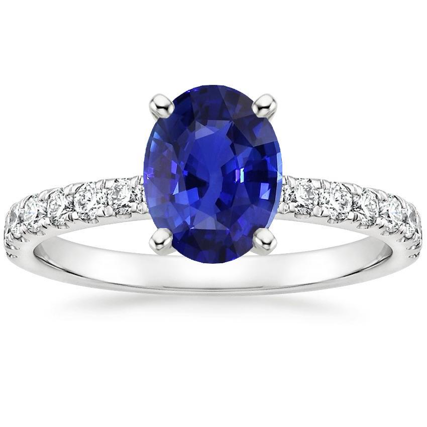 Picture of Harry Chad Enterprises 66666 4.25 CT Oval Sri Lankan Sapphire & Diamond Accents Engagement Ring&#44; Size 6.5