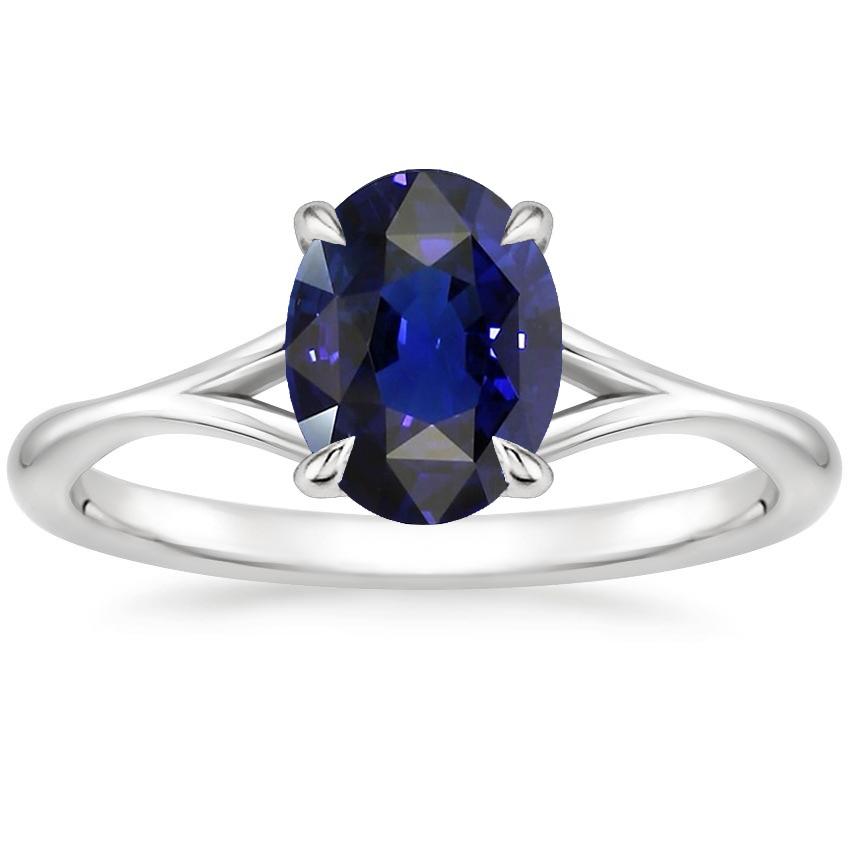 Picture of Harry Chad Enterprises 66670 Solitaire Blue Sapphire 2.5 CT Split Shank Engagement Ring, Size 6.5