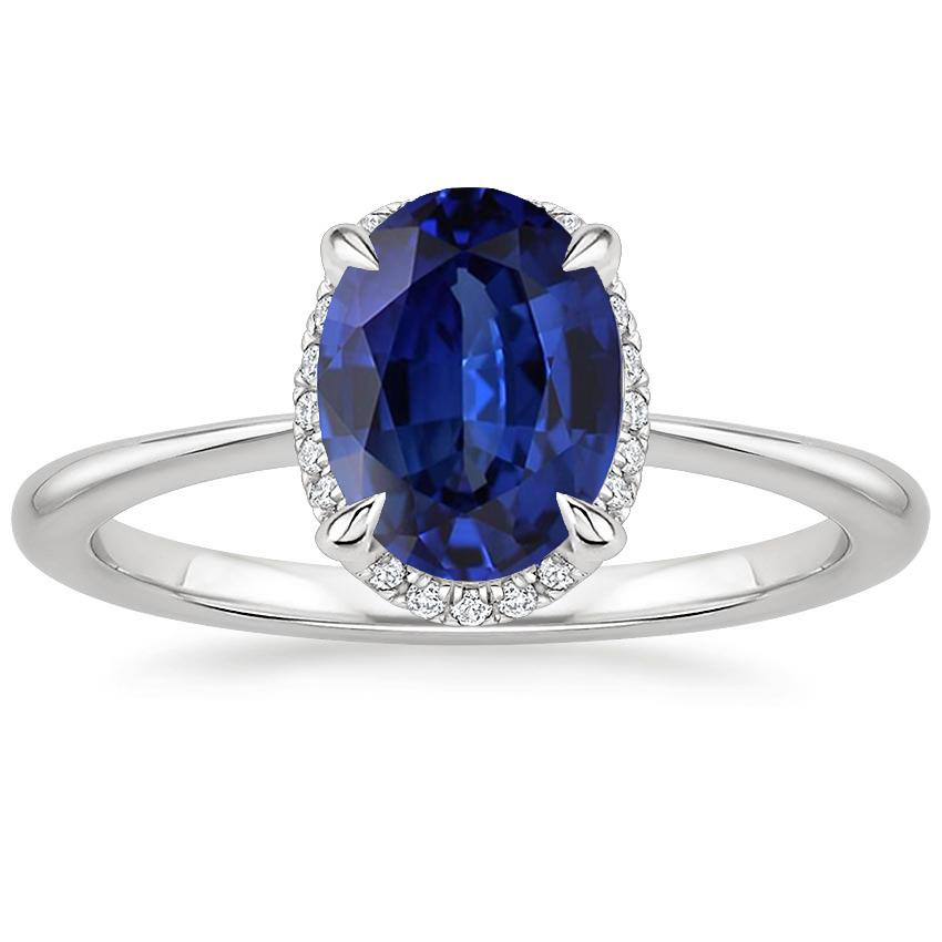 Picture of Harry Chad Enterprises 66674 Halo Ceylon Oval Cut 3.50 CT Prong Setting Sapphire Ring, Size 6.5