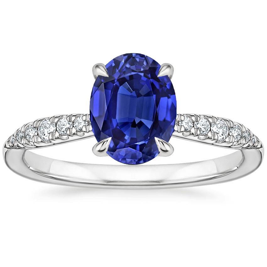 66683 3 CT Vintage Style Gold Solitaire Ceylon Sapphire Ring & Diamonds, Size 6.5