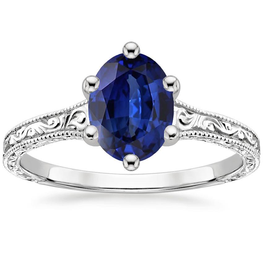 66684 2 CT Solitaire Antique Style Ceylon Sapphire Wedding Ring, Size 6.5