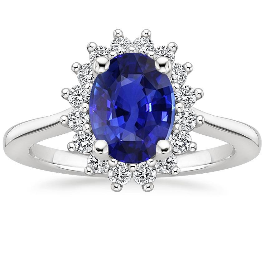 Picture of Harry Chad Enterprises 66686 4 CT Halo Flower Style Ceylon Sapphire Diamond Ring&#44; Size 6.5